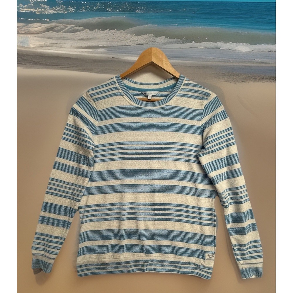 Southern Tide Striped Pullover Sweater‎ Women XS Blue White Cotton Blend Coastal